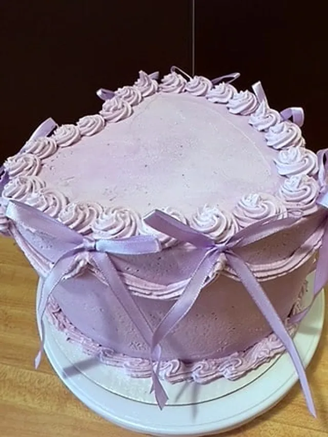 Lavender Heart Cake with Bows